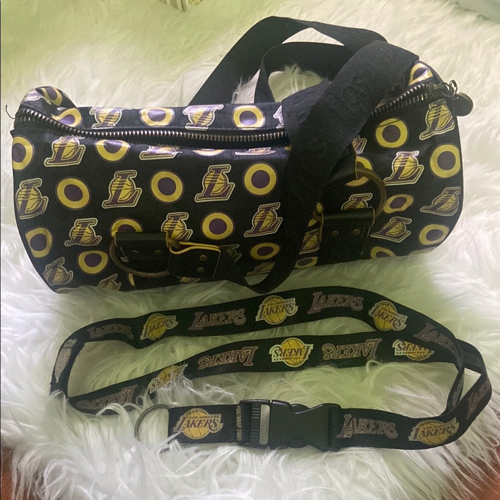 Black and Yellow Duffel Bag with Striking Pattern